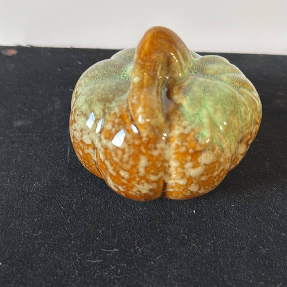 Mini Ceramic Pumpkin Decor - Green and Brown 3 inches - Picture 4 of 5